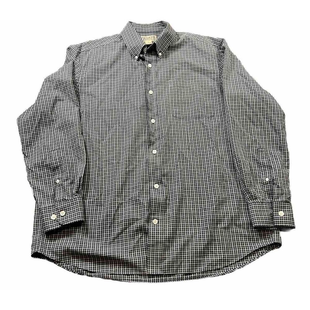 Duluth Shirt Mens Large Green Plaid Button Up Standard Fit Flex‎ Outdoors Travel